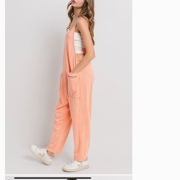 Mineral Wash French Terry Jumpsuit Women’s Harem One Piece 90’s Y2K Blue #S39 - Picture 9 of 12